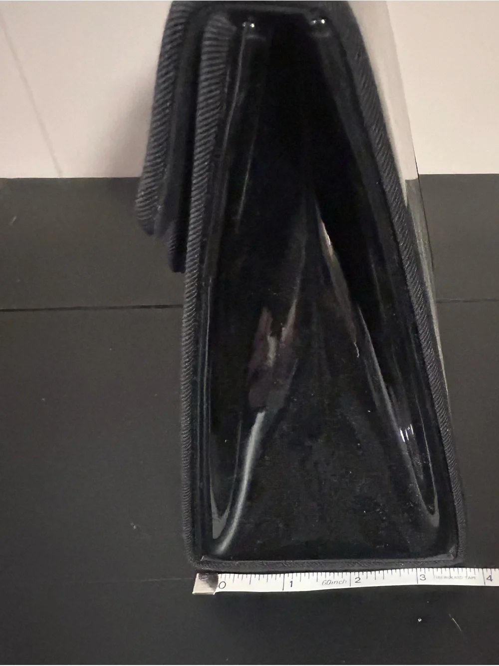 Black Patent Top-Handle Bag with Bamboo Accent
